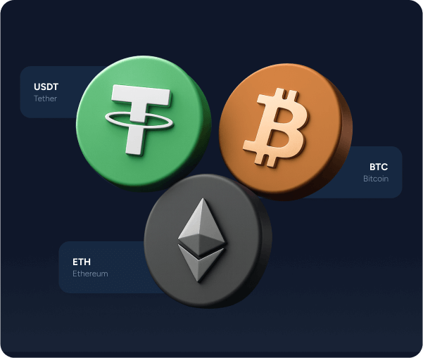 Cryptocurrency Tokens - USDT, BTC, ETH